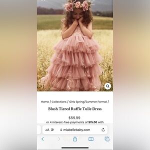 Blush Tiered Ruffle Tulle Flower Girl Dress